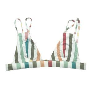 Shore Bikini Top Triangle Strappy Striped White Colorful S